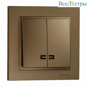 Выключатель Mono Electric Despina двухклавишный с подсветкой бронза 102-232325-103