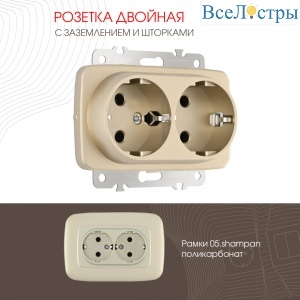 Розетка двойная с заземлением Arte Milano 205.40-2.shampan