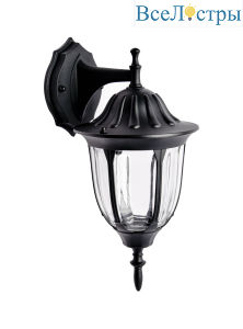 Уличный настенный светильник ЭРА Галатея GBW-105-1-BL-0380 230В Е27 IP54 чёрный вниз Б0071483