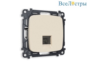 Комплект механизма телефонной розетки RJ-11(4P4C) со шторкой Ambrella Volt Omega MO332030