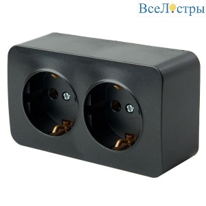 Розетка двойная 2P+PE Stekker София черный MST16-12-02 49316