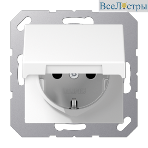 Розетка 2K+З с крышкой Jung A1520KLWW