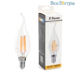 Лампа светодиодная Feron E14 15W 2700K Свеча на ветру Матовая 38261
