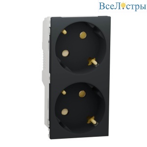 Розетка двойная Schneider Electric Unica New Modular с/з со шторками NU306754A