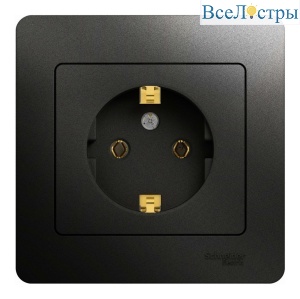 Розетка с/з, 16А (в сборе) Systeme Electric Glossa Антрацит GSL000742