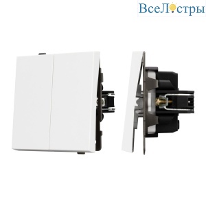 Механизм выключателя двухклавишный непроходной Arlight SWT-TENDO-MK02-PL-WH (230V, 10A) 054058