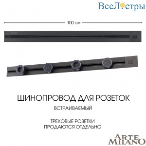 Встраиваемый шинопровод с выключателем Arte Milano Am-track-sockets 385201TBB/100 Black