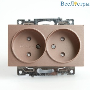 Розетка двойная 2P Stekker Катрин со шторками шампань GLS10-7113-02 39597