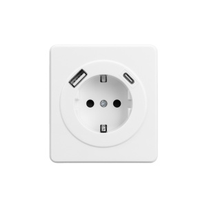Розетка ROUND 1-ая с/з с/у з/ш 16А с USB A+C быстрой зарядки 5В/3А перламутр KRANZ KR-78-0704-1