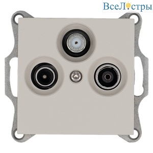 Розетка TV+FM+SAT Ф9.5mm проходная с накладкой, цвет Тауп Jasmart G6207T