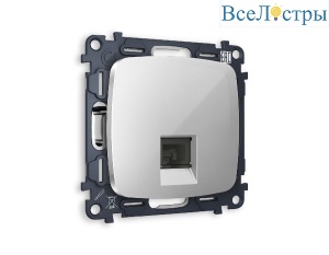Комплект механизма компьютерной розетки RJ-45(8P8C) CAT6 со шторкой Ambrella Volt Omega MO412010