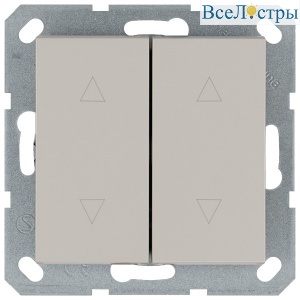 Выключатель двухклавишный для штор 10A 250V с накладкой, цвет Тауп Jasmart G3028T