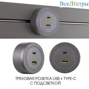 Трековая розетка Arte Milano Am-track-sockets-39 399731TS/USB-Type-C Grey