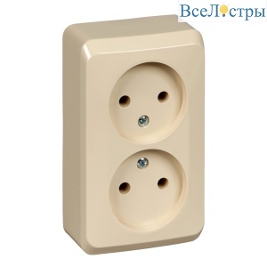 Розетка 2-ая б/з без шторок Systeme Electric Этюд наруж Крем PA16-005K