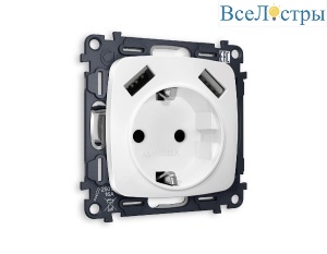 Комплект механизма розетки 2USB A+A 18W (быстрая зарядка) с/з Ambrella Volt Omega MO129010