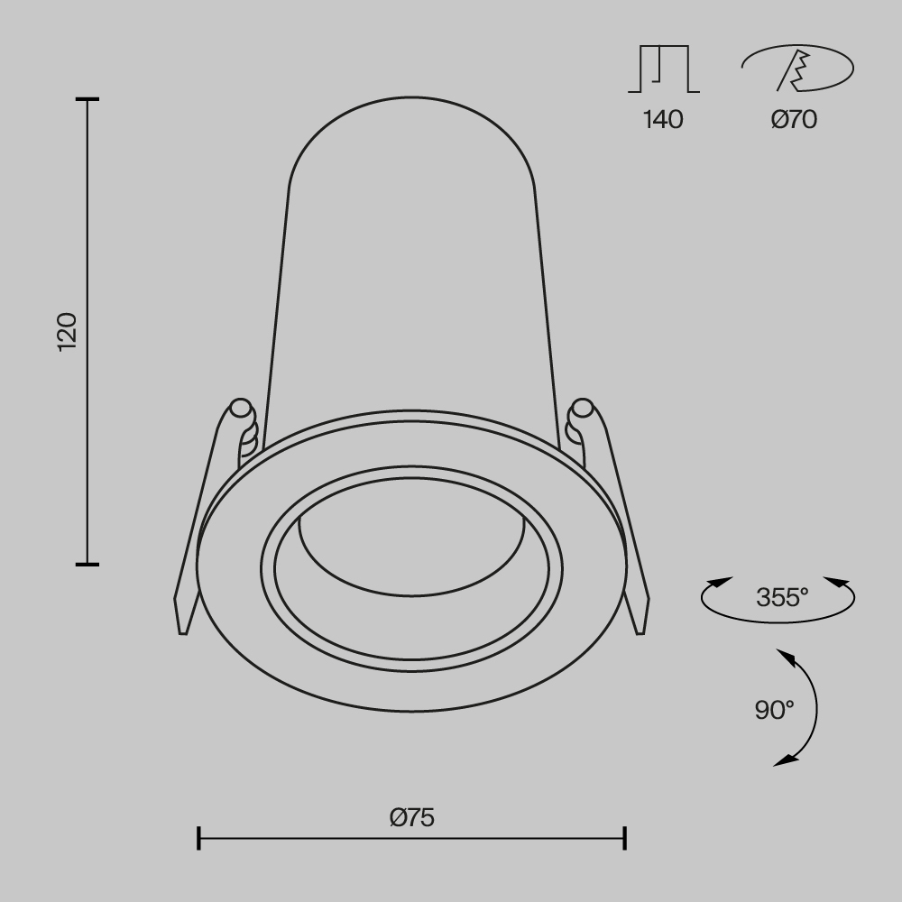 встраиваемый спот maytoni technical focus led dl125-l12-4k-w