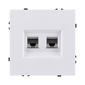 Розетка двойная Ethernet RJ45 Cat.6, белый глянцевый Kollinger Eclipse EC-018WG