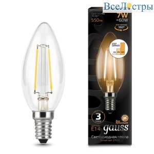 Лампа светодиодная филаментная диммируемая Gauss E14 7W 2700K прозрачная 103801107-S