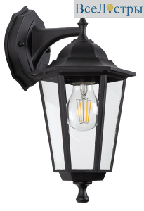 Уличный настенный светильник ЭРА Веледа GBW-104-1-BL-0360 230В Е27 IP54 чёрный вниз Б0071477