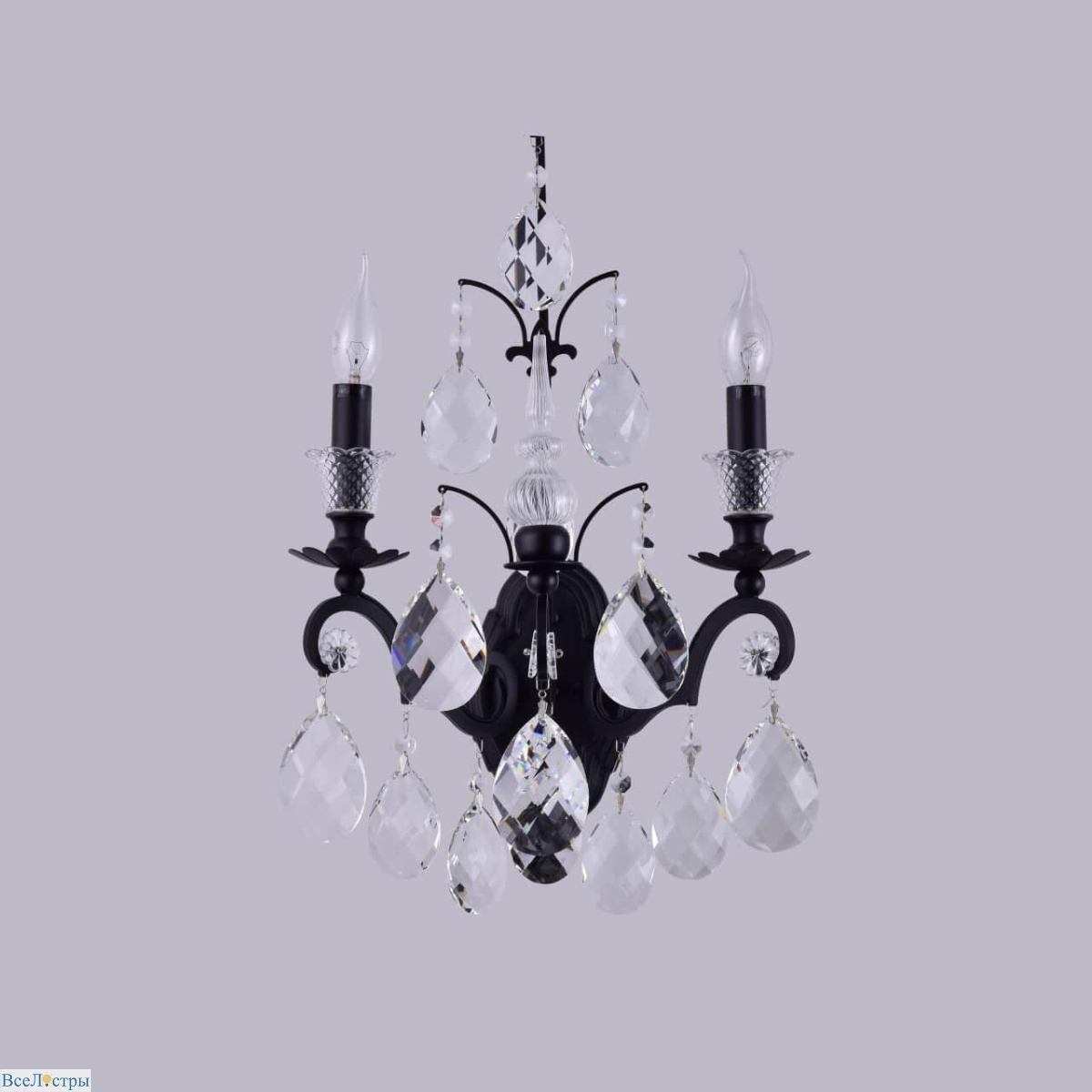 бра crystal lux magnifico ap2 black/transparent