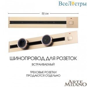Встраиваемый шинопровод с выключателем Arte Milano Am-track-sockets 385205TBB/50 Gold