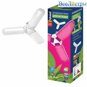 Лампа светодиодная для растений (UL-00007407) Uniel E27 24W матовая LED-P65-24W/SPSB/E27/FR/P3 PLP32WH