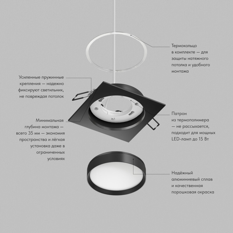 встраиваемый светильник denkirs ratio dk-dh2001-bk