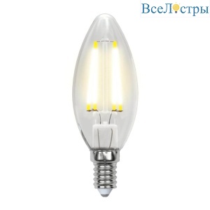 Лампа светодиодная филаментная (UL-00003296) Uniel E14 7,5W 4000K прозрачная LED-CW35-7,5W/NW/E14/CL GLA01TR