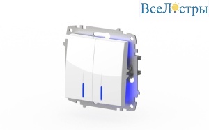 Выключатель двухклавишный с подсветкой ELBI Zena Vega 609-015600-203
