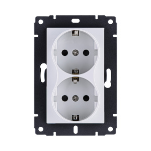 Розетка штепсельная SCHUKO двойная 16A/250 В, белый Kollinger REA-032WH для Aspekt, Eleganz, Reflex