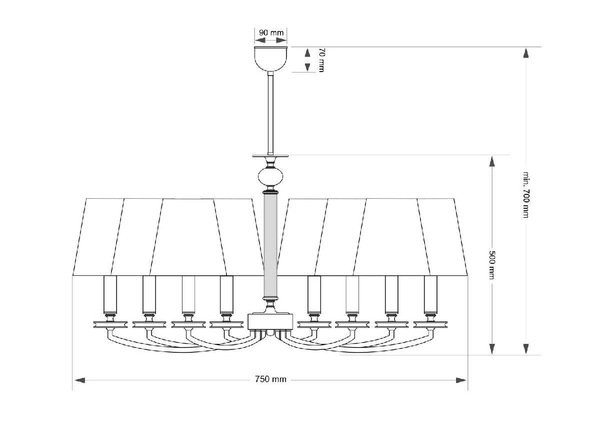 люстра на штанге kutek rossano ros-zw-8(p/a)