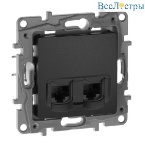 Розетка компьютерная 2хRJ45 Legrand Etika 5 кат UTP антрацит 672655