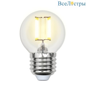 Лампа светодиодная филаментная (UL-00002208) Uniel E27 6W 4000K прозрачная LED-G45-6W/NW/E27/CL GLA01TR