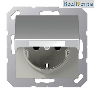 Розетка 2K+З cо шторками и крышкой Jung A1520BFKIKLAL