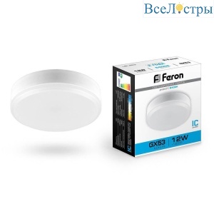 Лампа светодиодная Feron GX53 12W 6400K Таблетка Матовая LB-45325868