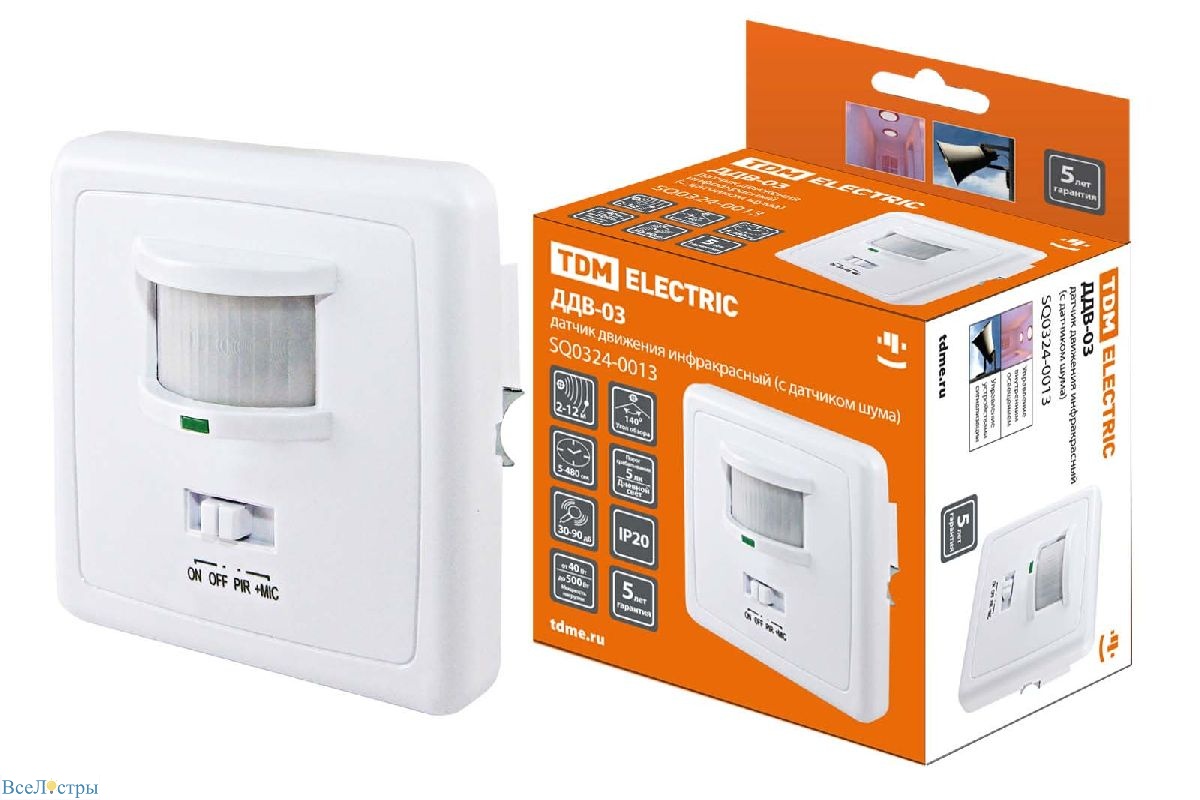 датчик движения инфракрасный tdm electric ддв-03 sq0324-0013