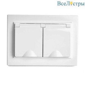 Розетка 2-местная 2P+PE Stekker Эрна с крышкой белый PST16-9015-01 49139
