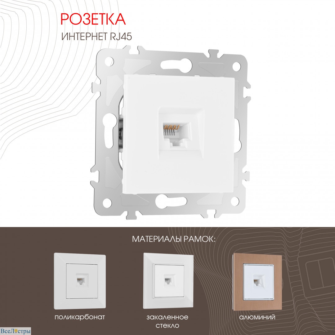 розетка rj45 arte milano 203.45-1.white