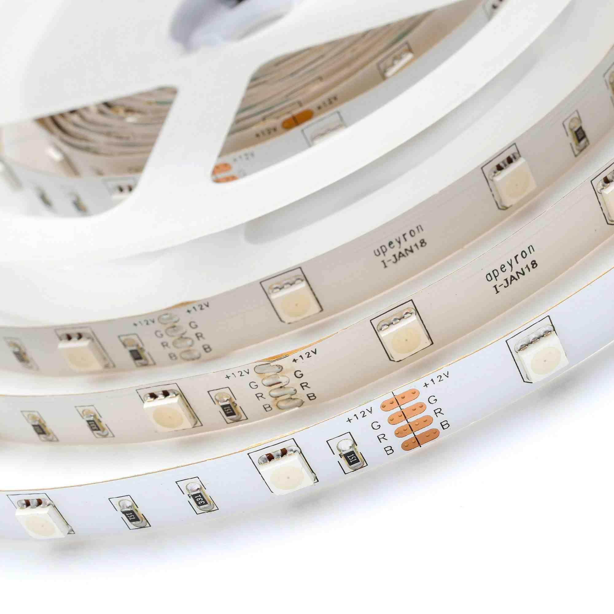 светодиодная лента apeyron 12в ст 7,2вт/м smd5050 30д/м ip20 3м rgb 217bl