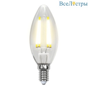 Лампа светодиодная филаментная (UL-00002198) Uniel E14 6W 4000K прозрачная LED-C35-6W/NW/E14/CL GLA01TR