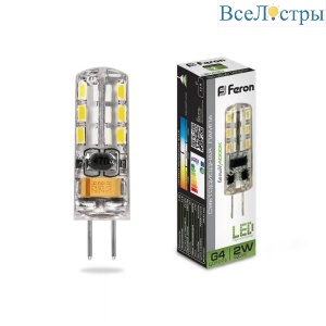 Лампа светодиодная Feron G4 2W 4000K прозрачная LB-420 25448