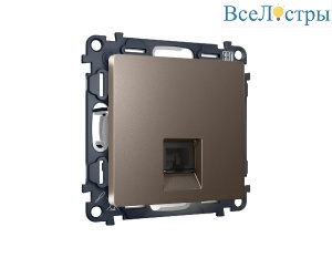 Комплект механизма компьютерной розетки RJ-45(8P8C) CAT6 со шторкой Ambrella Volt Alfa MA642010