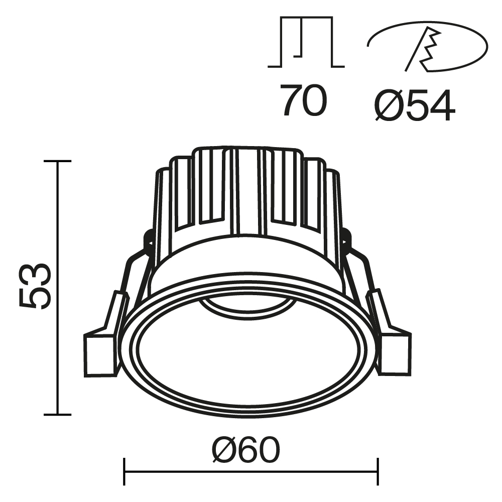 встраиваемый светильник maytoni round dl058-7w2.7k-b