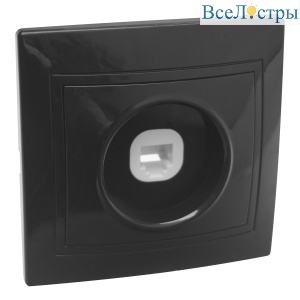 Розетка телефонная RJ11 скрытой установки IP20, черная "Дельта" General 477328