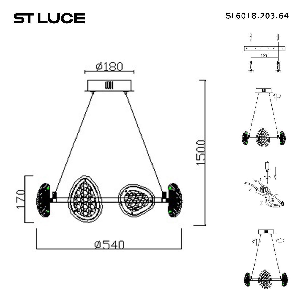 подвесная люстра st luce enigma sl6018.203.64