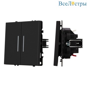 Механизм выключателя двухклавишный проходной Arlight LED SWT-NOBE-MKP2-SFPL-L-BK (230V, 10A) 054267