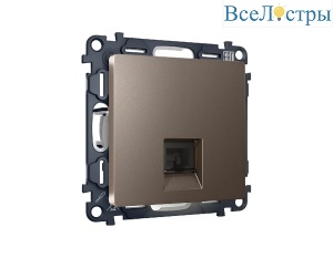 Комплект механизма телефонной розетки RJ-11(4P4C) со шторкой Ambrella Volt Alfa MA642030