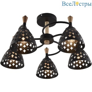 Люстра на штанге Reluce 01515-0.3-05 BK+WOOD