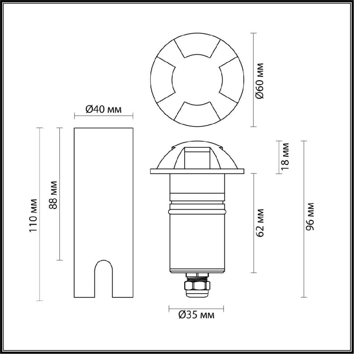 грунтовый светильник odeon light nature wald 6662/3gl3