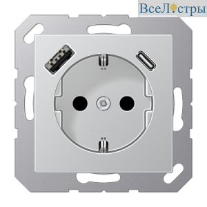 Розетка 2K+З USB Typ AC Jung A1520-15CAAL
